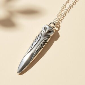 Silver Pendant Necklace with Black Accents